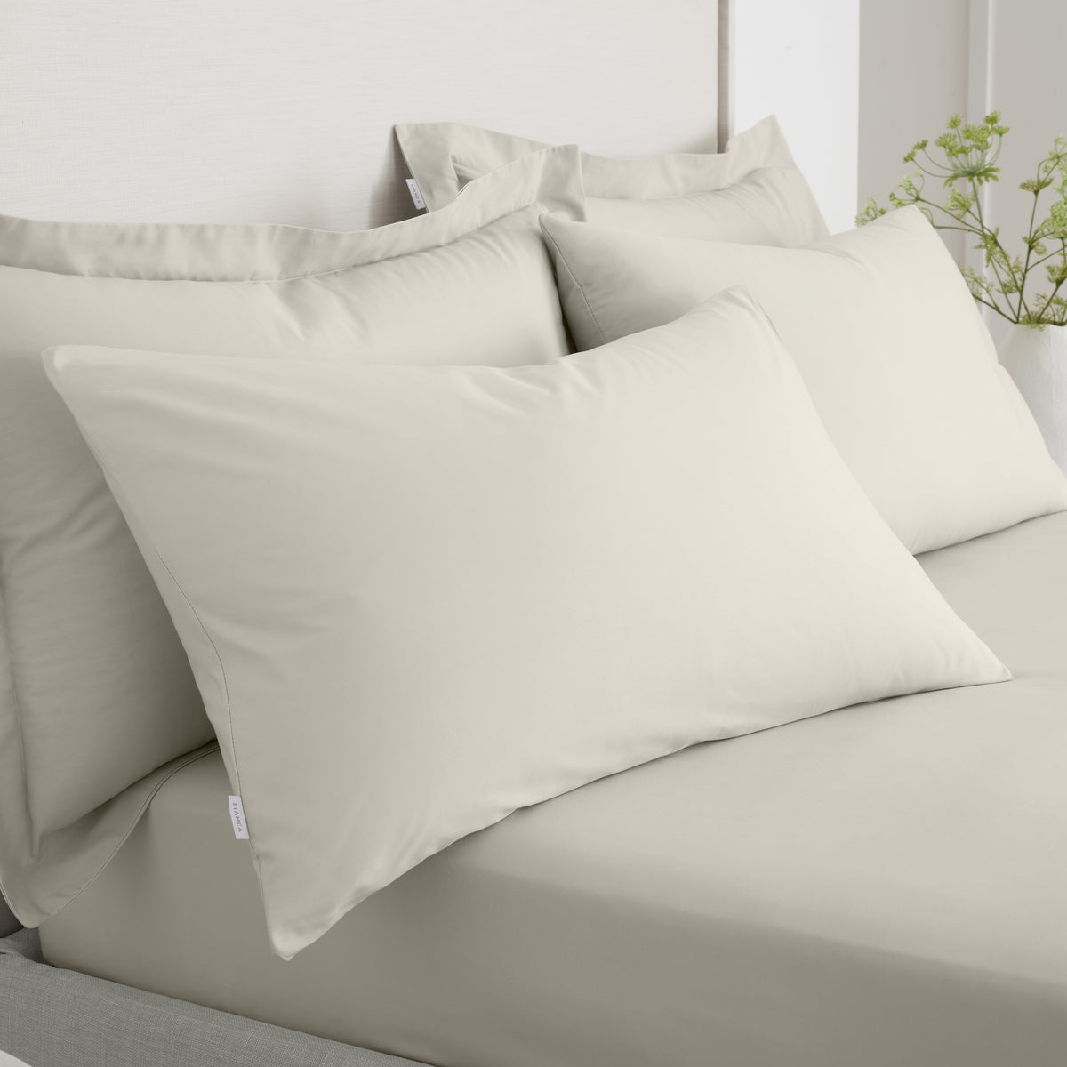 Bianca 200 Thread Count Cotton Percale Pair of Housewife Pillowcases Natural