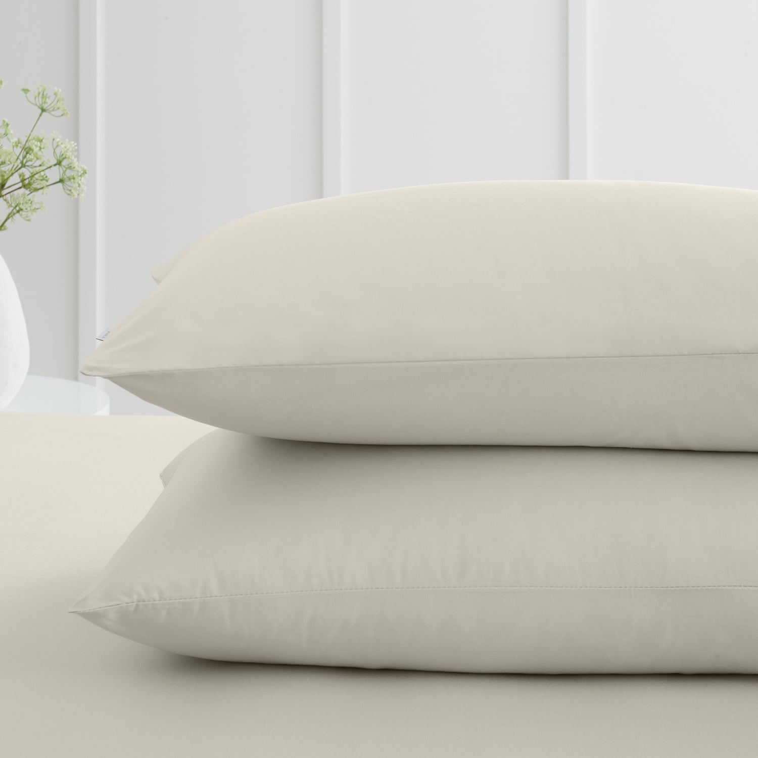 Bianca 200 Thread Count Cotton Percale Pair of Housewife Pillowcases Natural