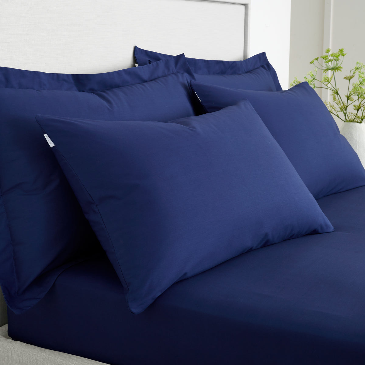 Bianca 200 Thread Count Cotton Percale Pair of Housewife Pillowcases Navy