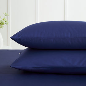 Bianca 200 Thread Count Cotton Percale Extra Deep Pair of Housewife Pillowcases Navy