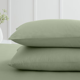 Bianca 200 Thread Count Cotton Percale Extra Deep Pair of Housewife Pillowcases Sage
