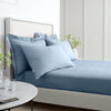 Bianca 200 Thread Count Cotton Percale Extra Deep Bed Linen Fitted Sheet Blue