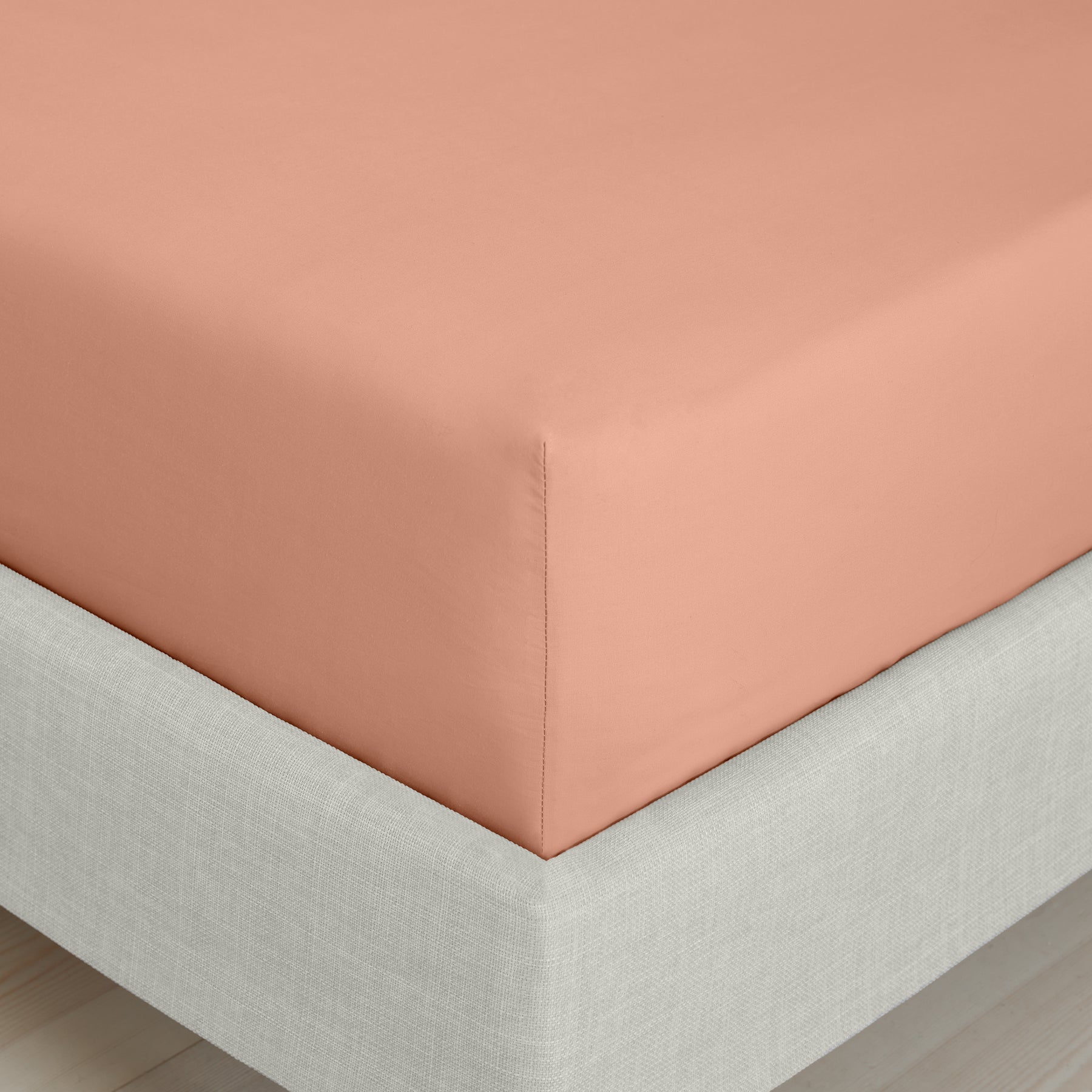 Bianca 200 Thread Count Cotton Percale Extra Deep Bed Linen Fitted Sheet Clay