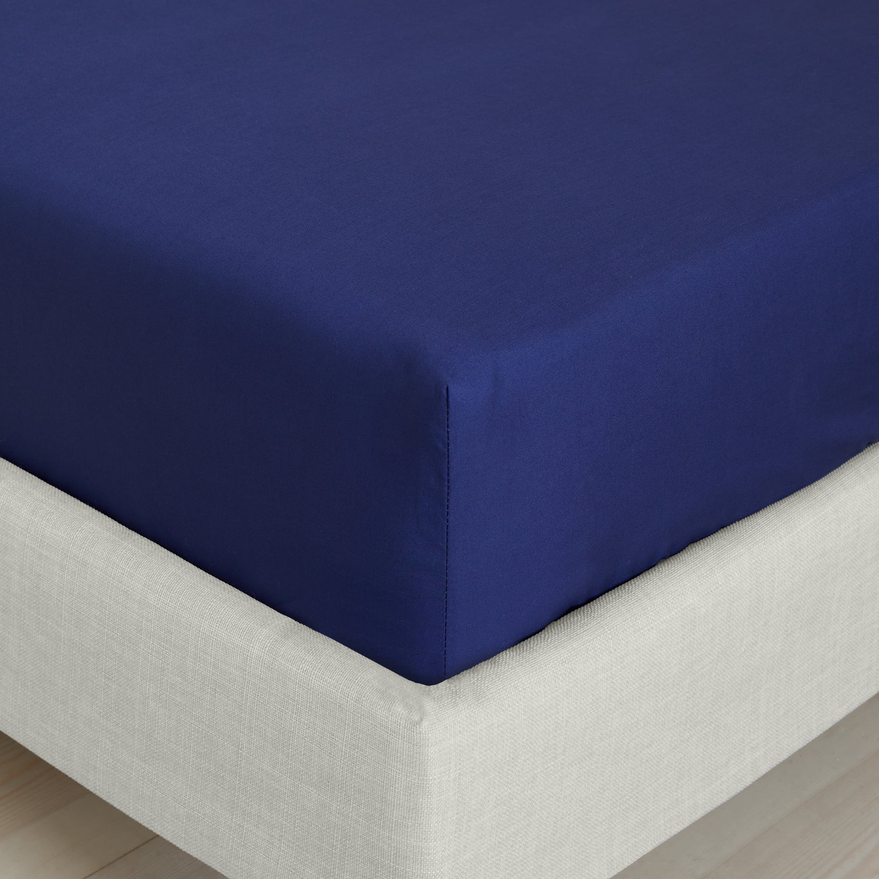 Bianca 200 Thread Count Cotton Percale Extra Deep Bed Linen Fitted Sheet Navy
