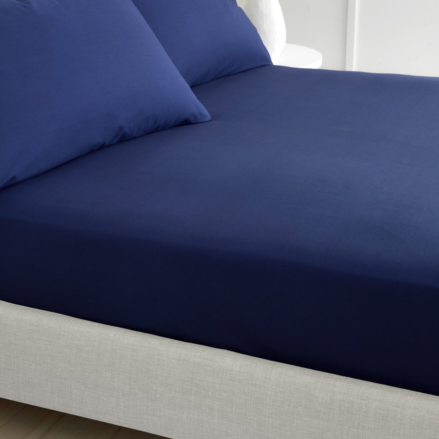 Bianca 200 Thread Count Cotton Percale Extra Deep Bed Linen Fitted Sheet Navy