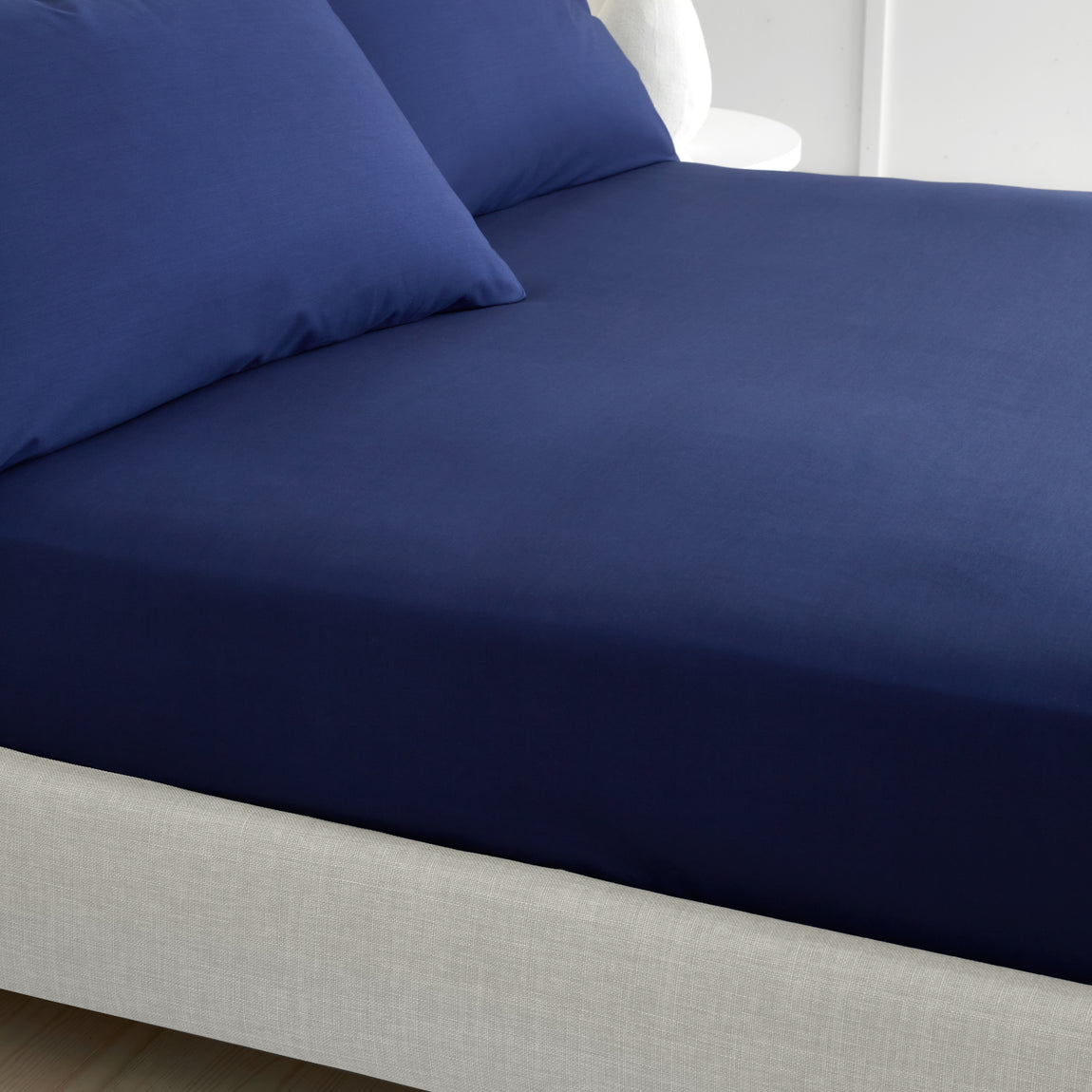 Bianca 200 Thread Count Cotton Percale Extra Deep Bed Linen Fitted Sheet Navy