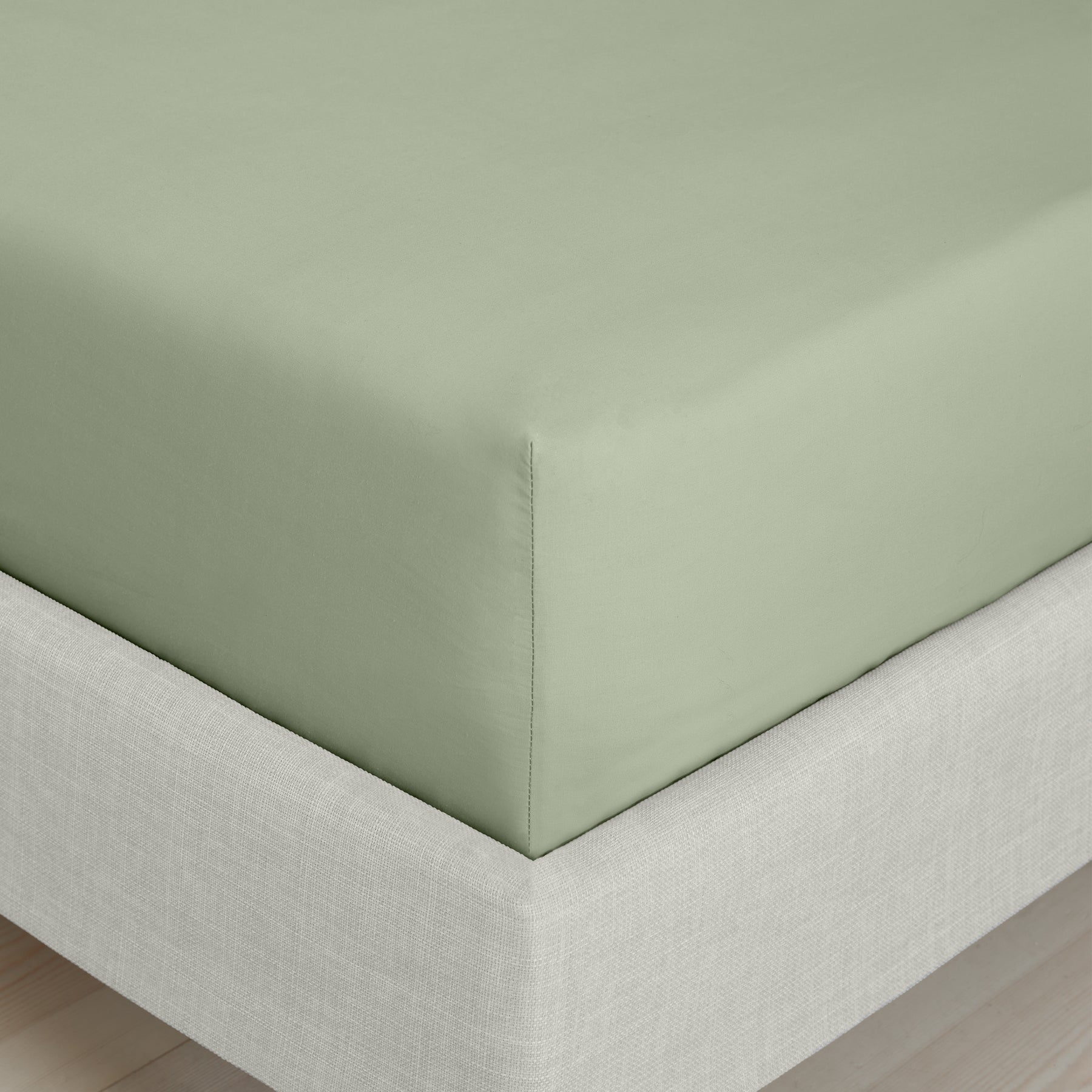 Bianca 200 Thread Count Cotton Percale Extra Deep Bed Linen Fitted Sheet Sage