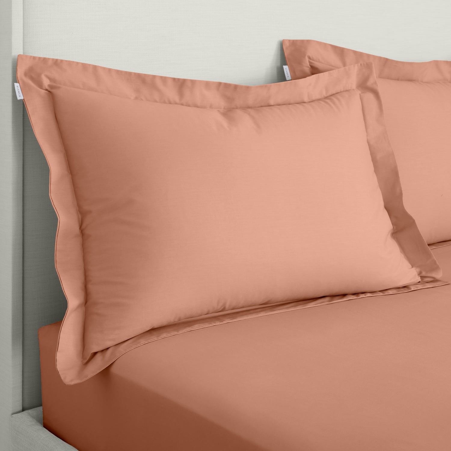 Bianca 200 Thread Count Cotton Percale Pair of Oxford Pillowcases Clay