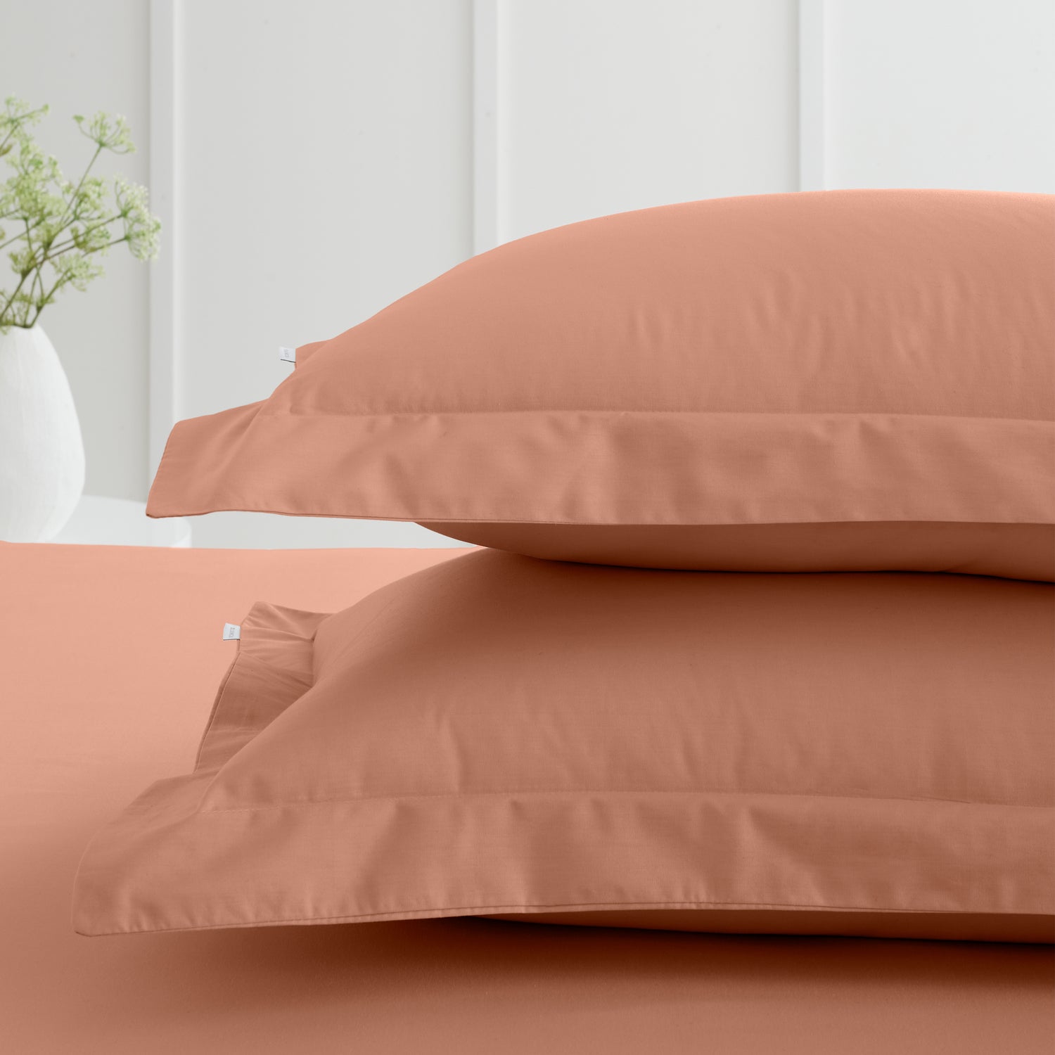 Bianca 200 Thread Count Cotton Percale Pair of Oxford Pillowcases Clay