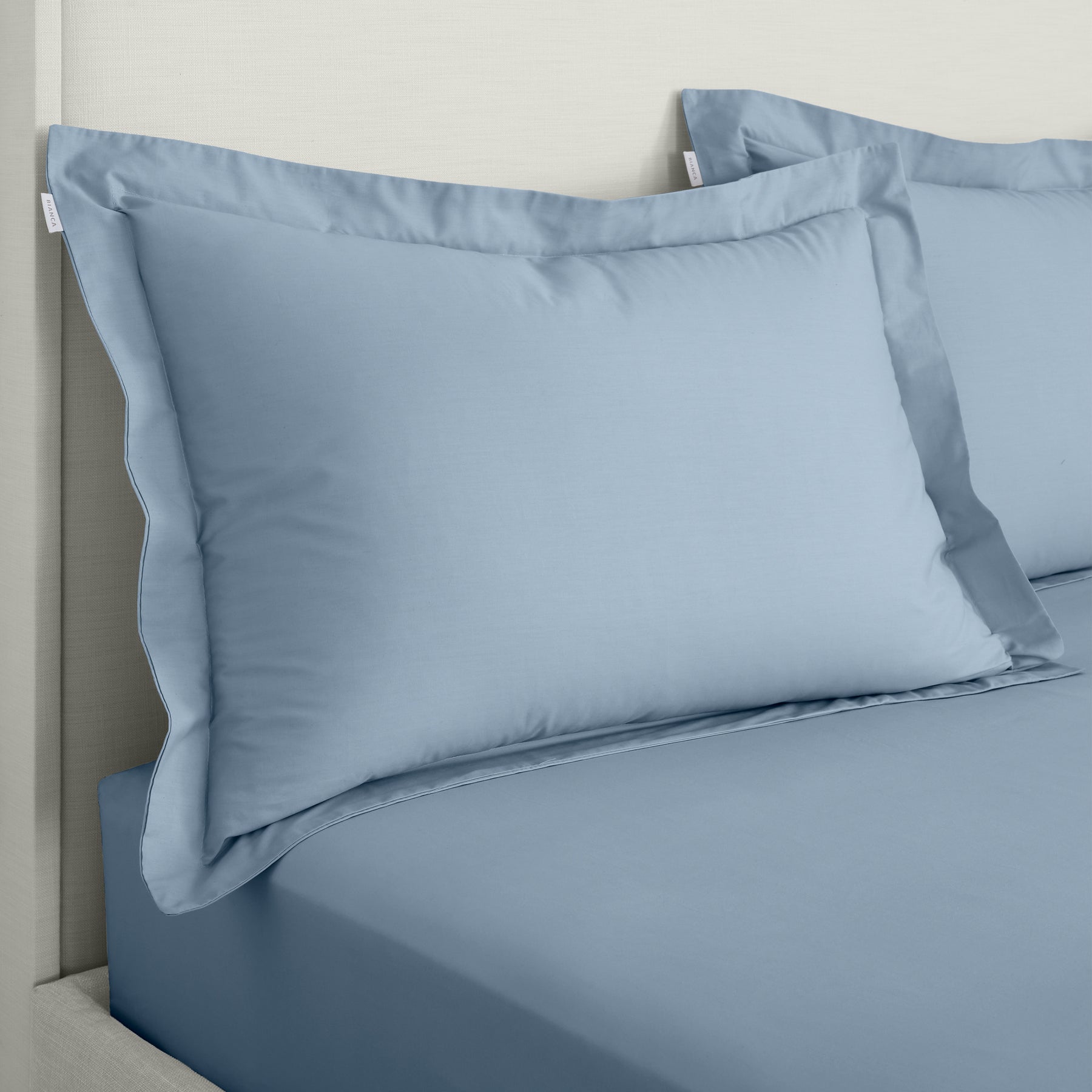 Bianca 200 Thread Count Cotton Percale Extra Deep Pair of Oxford Pillowcases Blue