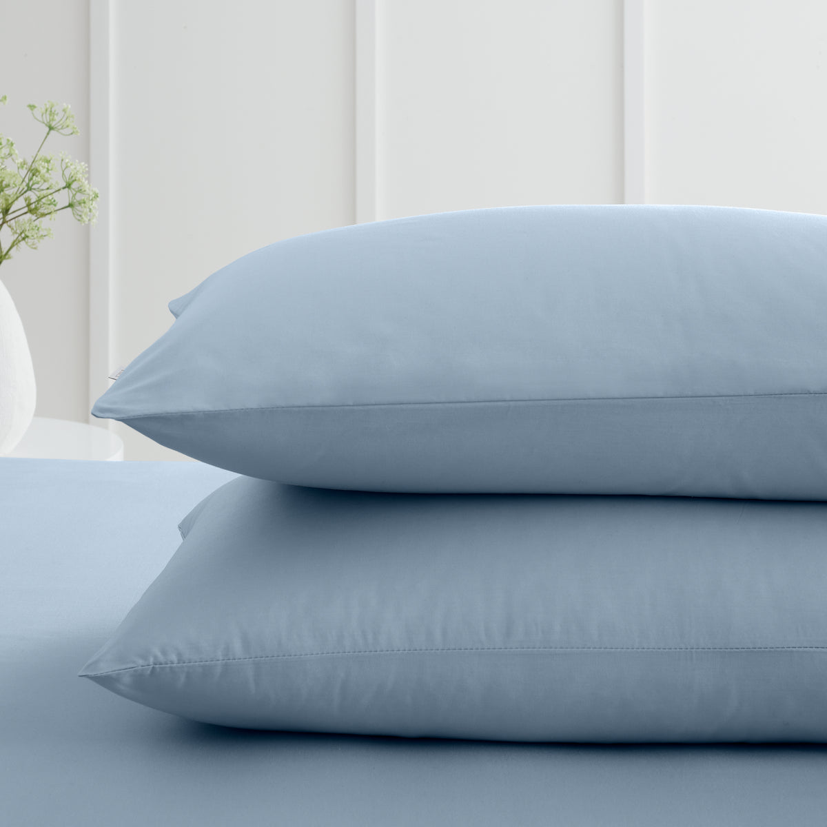 Bianca 200 Thread Count Cotton Percale Pair of Housewife Pillowcases Blue