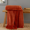 Catherine Lansfield Raschel Velvet Touch 200cm x 240cm Throw Burnt Orange