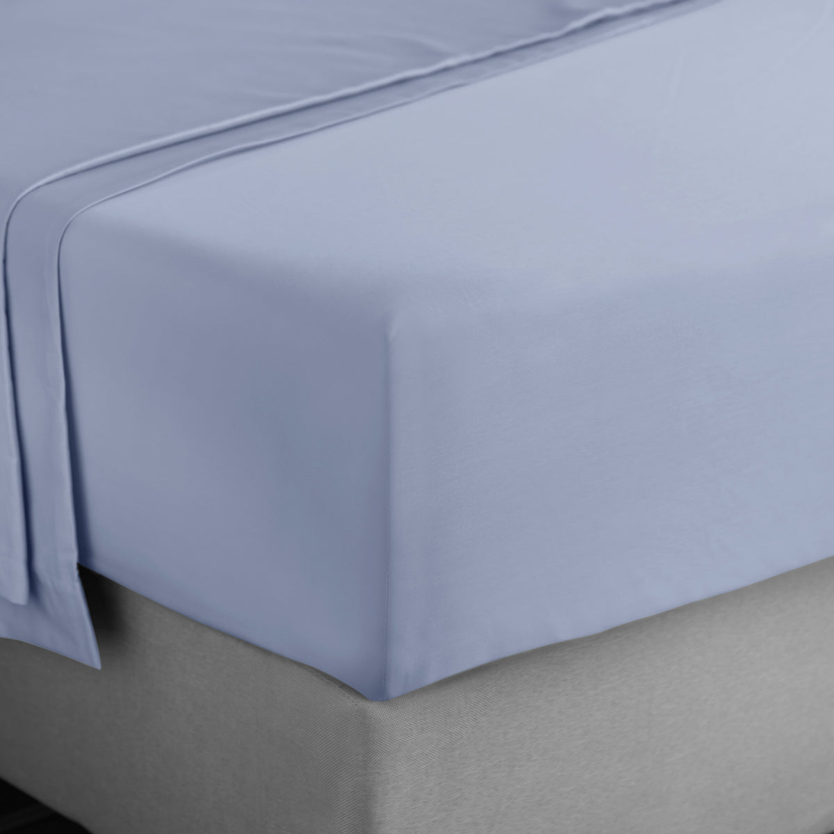 Bianca 400 Thread Count Cotton Sateen Bed Linen Fitted Sheet Blue