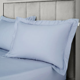 Bianca 400 Thread Count Cotton Sateen Pair of Oxford Pillowcases Blue