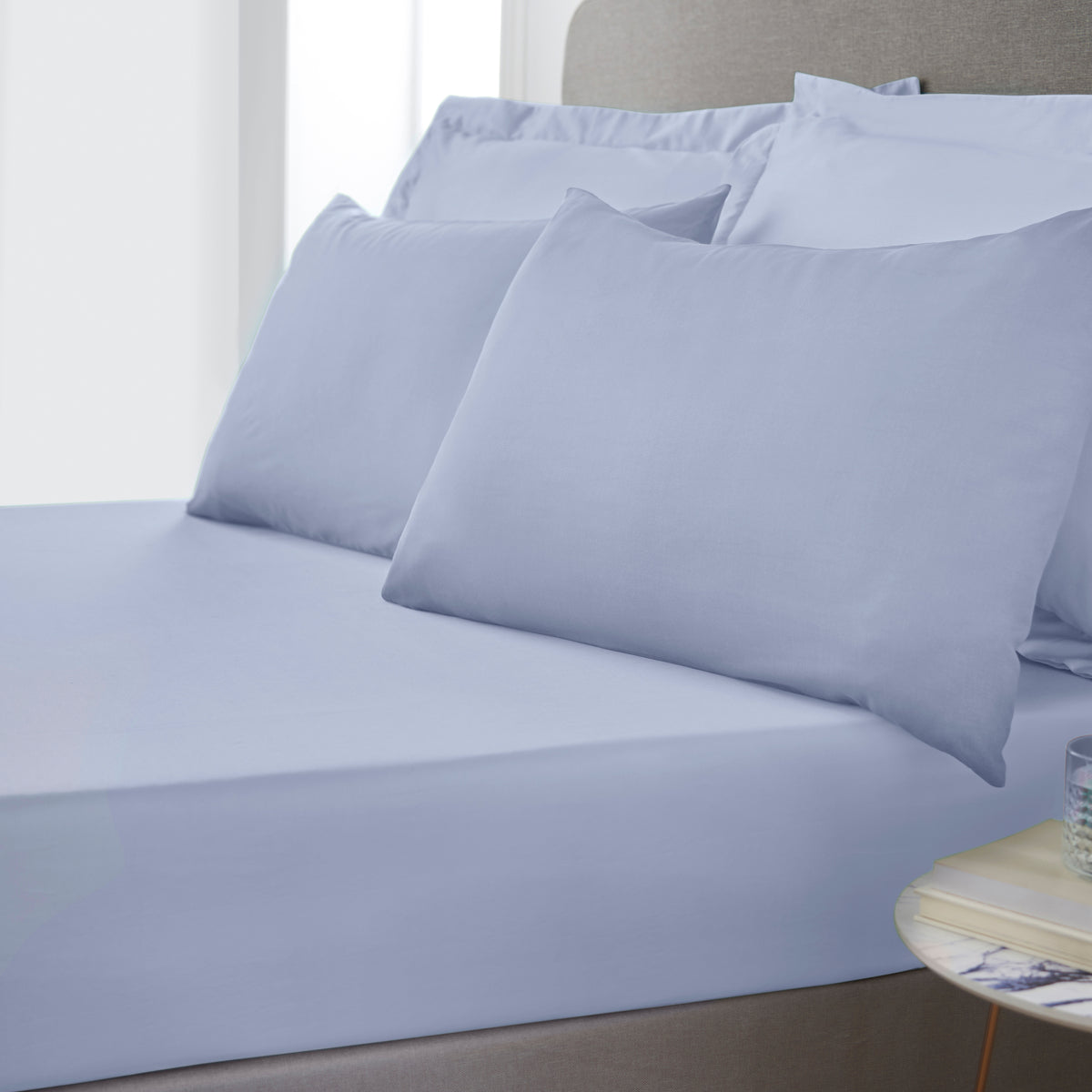 Bianca 400 Thread Count Cotton Sateen Pair of Housewife Pillowcases Blue