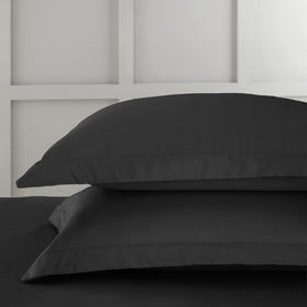 Bianca 400 Thread Count Cotton Sateen Pair of Oxford Pillowcases Black