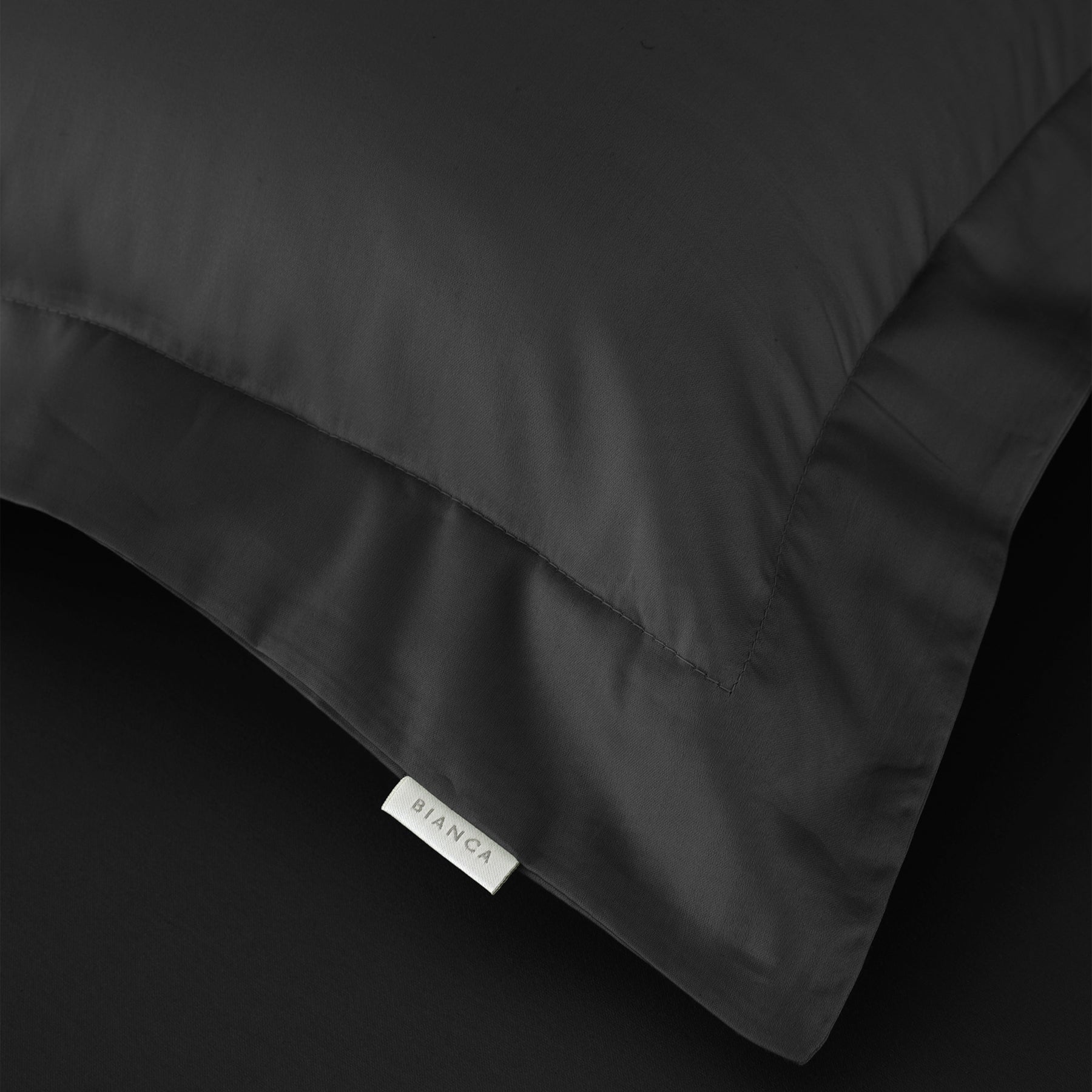 Bianca 400 Thread Count Cotton Sateen Pair of Oxford Pillowcases Black