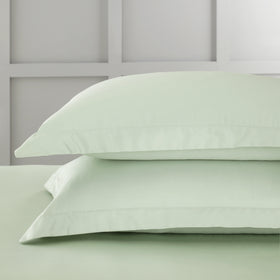 Bianca 400 Thread Count Cotton Sateen Pair of Oxford Pillowcases Green