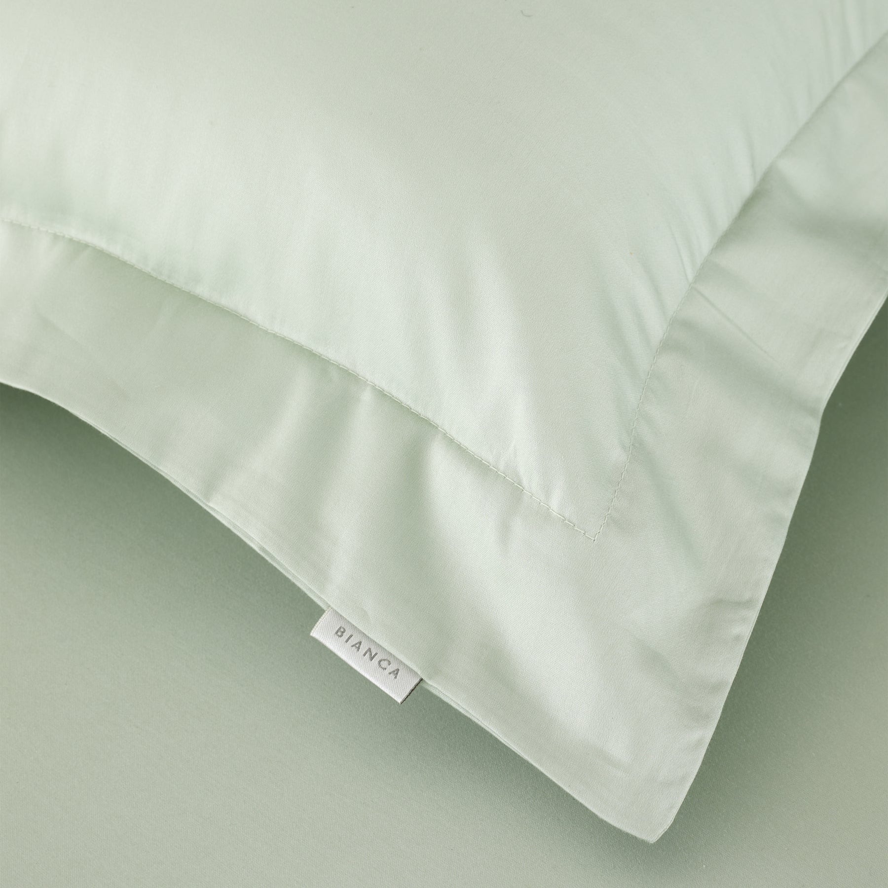 Bianca 400 Thread Count Cotton Sateen Pair of Oxford Pillowcases Green