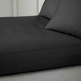 Bianca 400 Thread Count Cotton Sateen Bed Linen Fitted Sheet Black