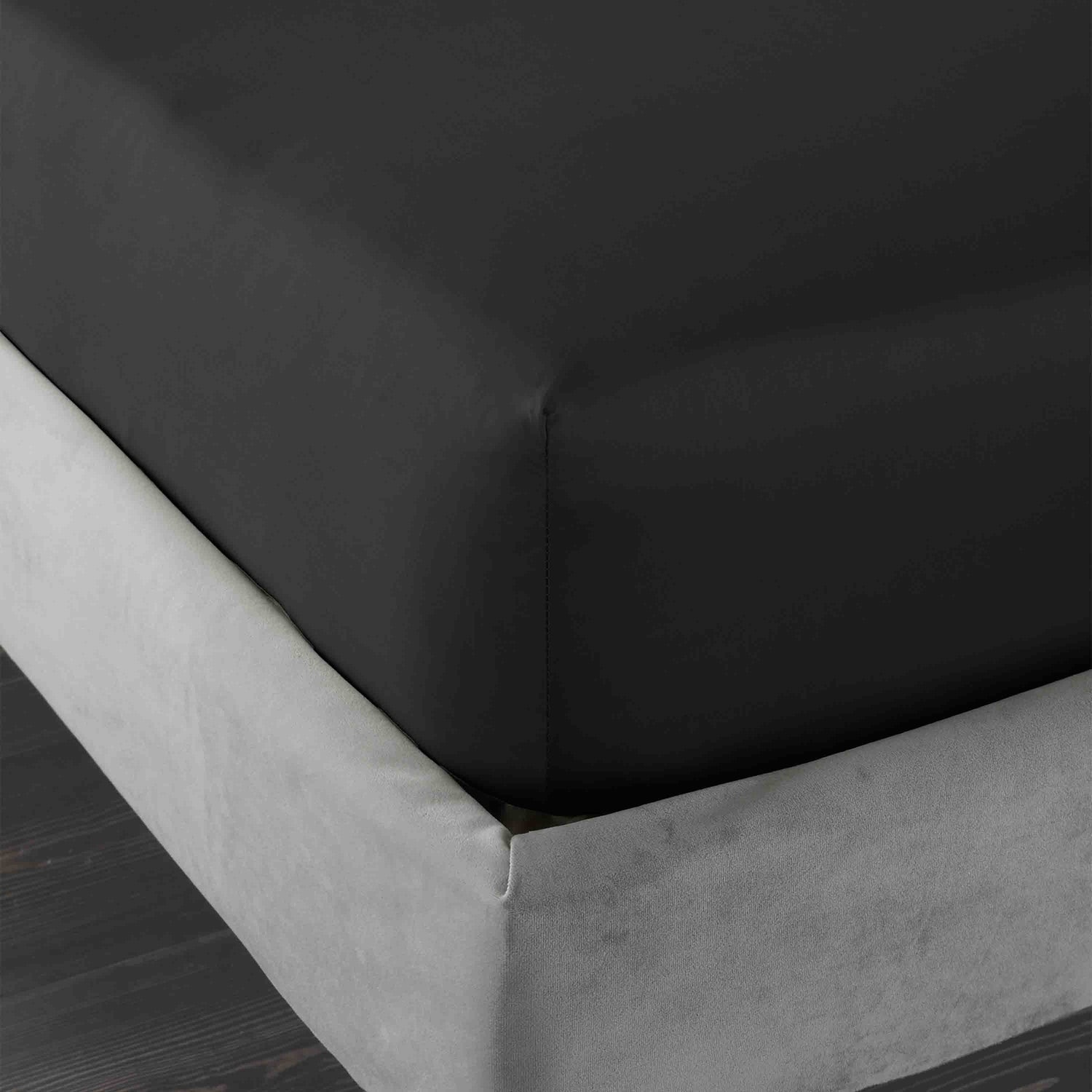 Bianca 400 Thread Count Cotton Sateen Bed Linen Fitted Sheet Black
