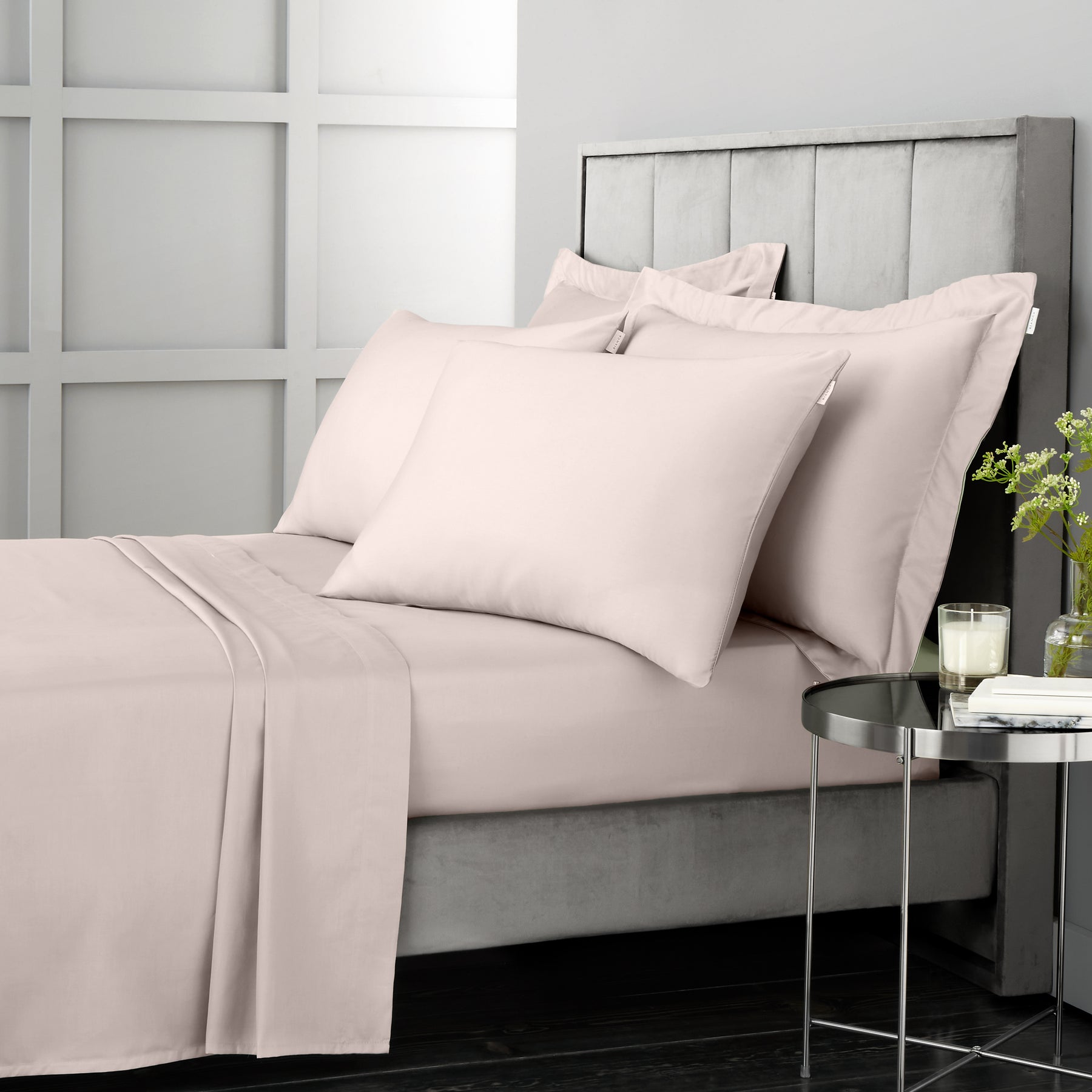 Bianca 400 Thread Count Cotton Sateen Bed Linen Flat Sheet Blush