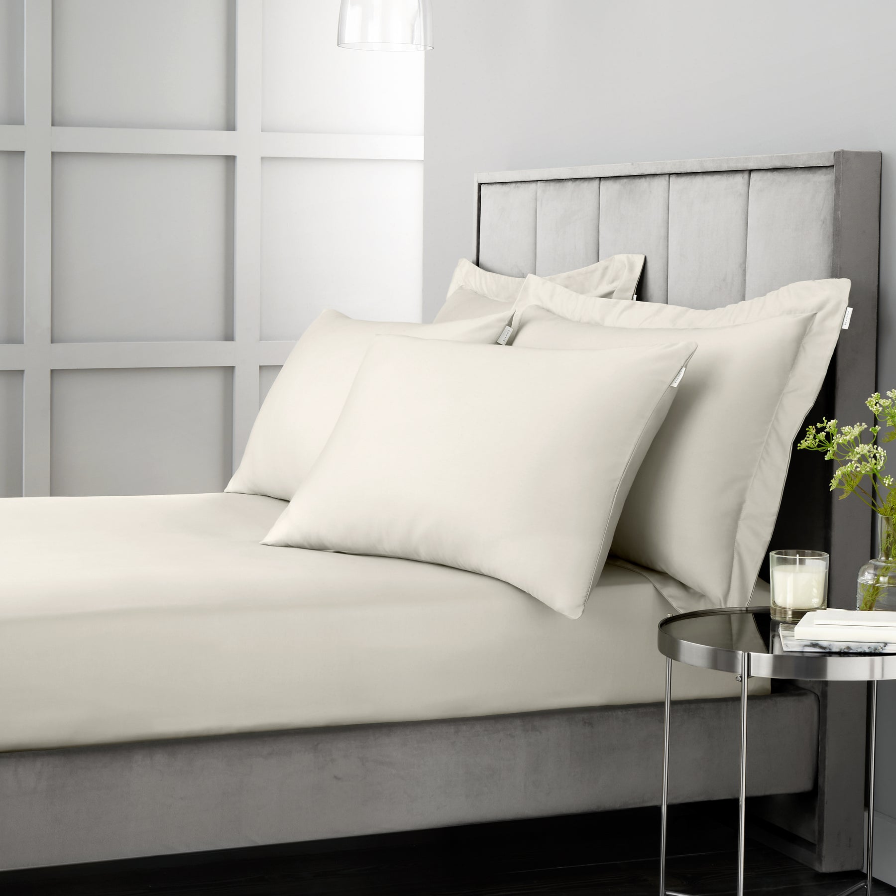 Bianca 400 Thread Count Cotton Sateen Bed Linen Flat Sheet Oyster