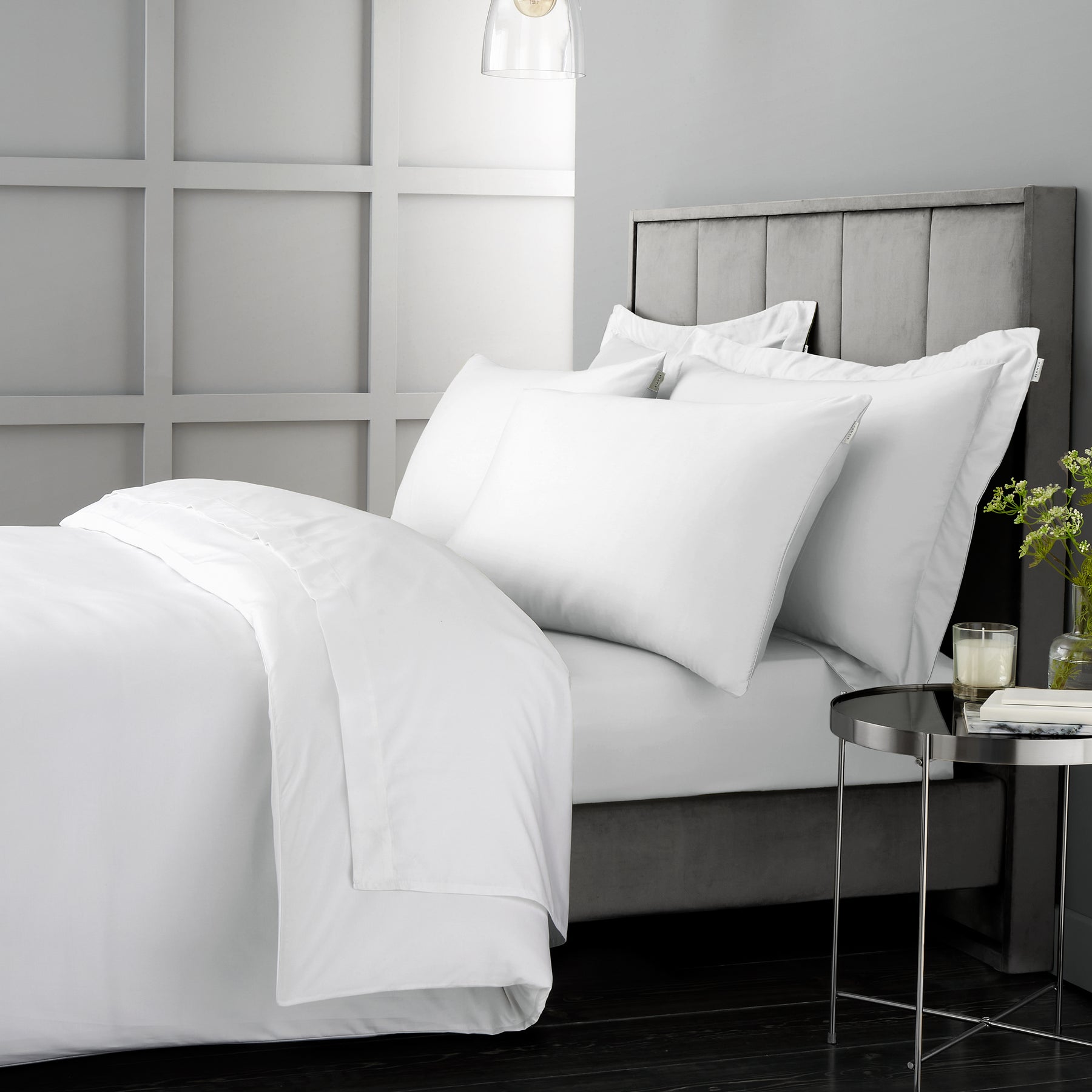 Bianca 400 Thread Count Cotton Sateen Bed Linen Flat Sheet White