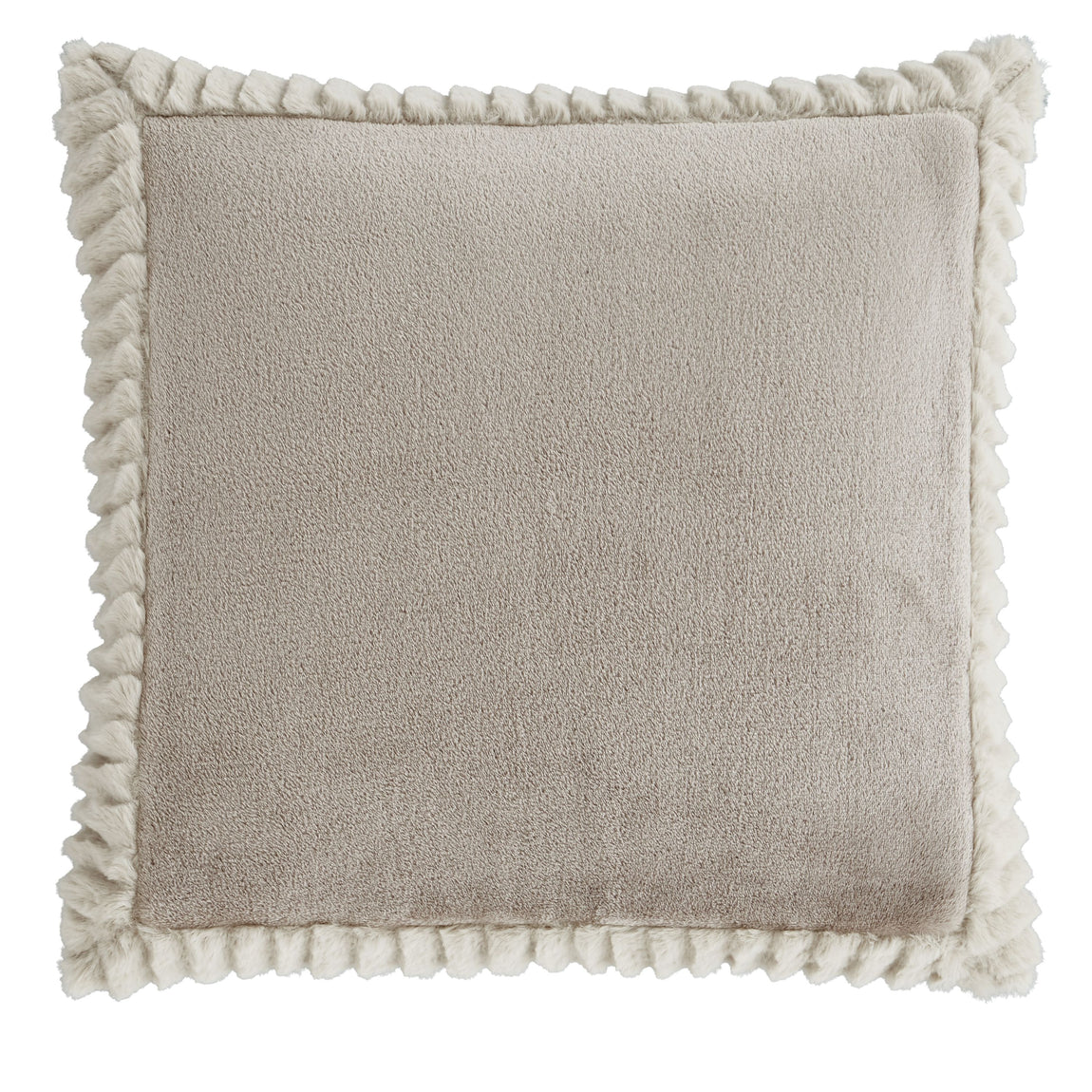 Catherine Lansfield Velvet Faux Fur Filled Cushion 55cm x 55cm Natural