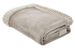 Catherine Lansfield Velvet And Faux Fur Soft 150cmx200cm Throw Natural