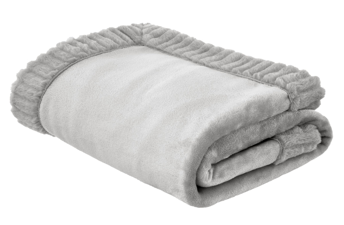 Catherine Lansfield Velvet And Faux Fur 150cmx200cm Throw Silver Grey