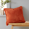 Catherine Lansfield Velvet Faux Fur Filled Cushion 55cm x 55cm Burnt Orange