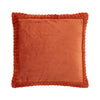 Catherine Lansfield Velvet Faux Fur Filled Cushion 55cm x 55cm Burnt Orange