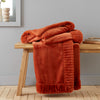 Catherine Lansfield Velvet and Faux Fur 150cmx200cm Throw Burnt Orange