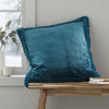 Catherine Lansfield Velvet Faux Fur Filled Cushion 55cm x 55cm Teal