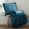 Catherine Lansfield Velvet Faux Fur Filled Cushion 55cm x 55cm Teal