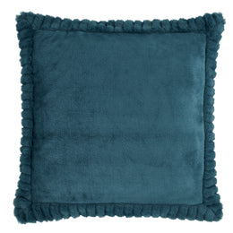 Catherine Lansfield Velvet Faux Fur Filled Cushion 55cm x 55cm Teal