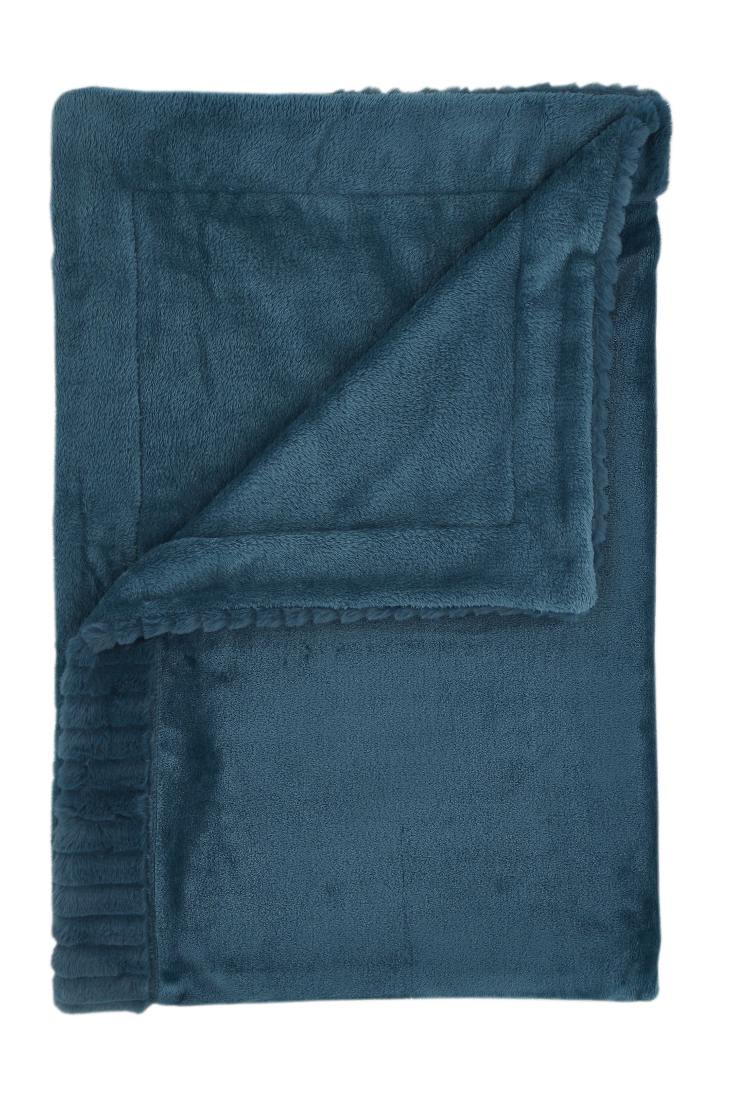 Catherine Lansfield Velvet And Faux Fur 150cmx200cm Throw Teal