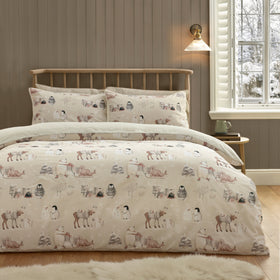 Catherine Lansfield Winter Friends Duvet Cover Bedding Set Natural