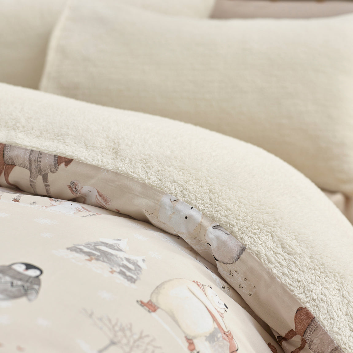 Catherine Lansfield Winter Friends Duvet Cover Bedding Set Natural