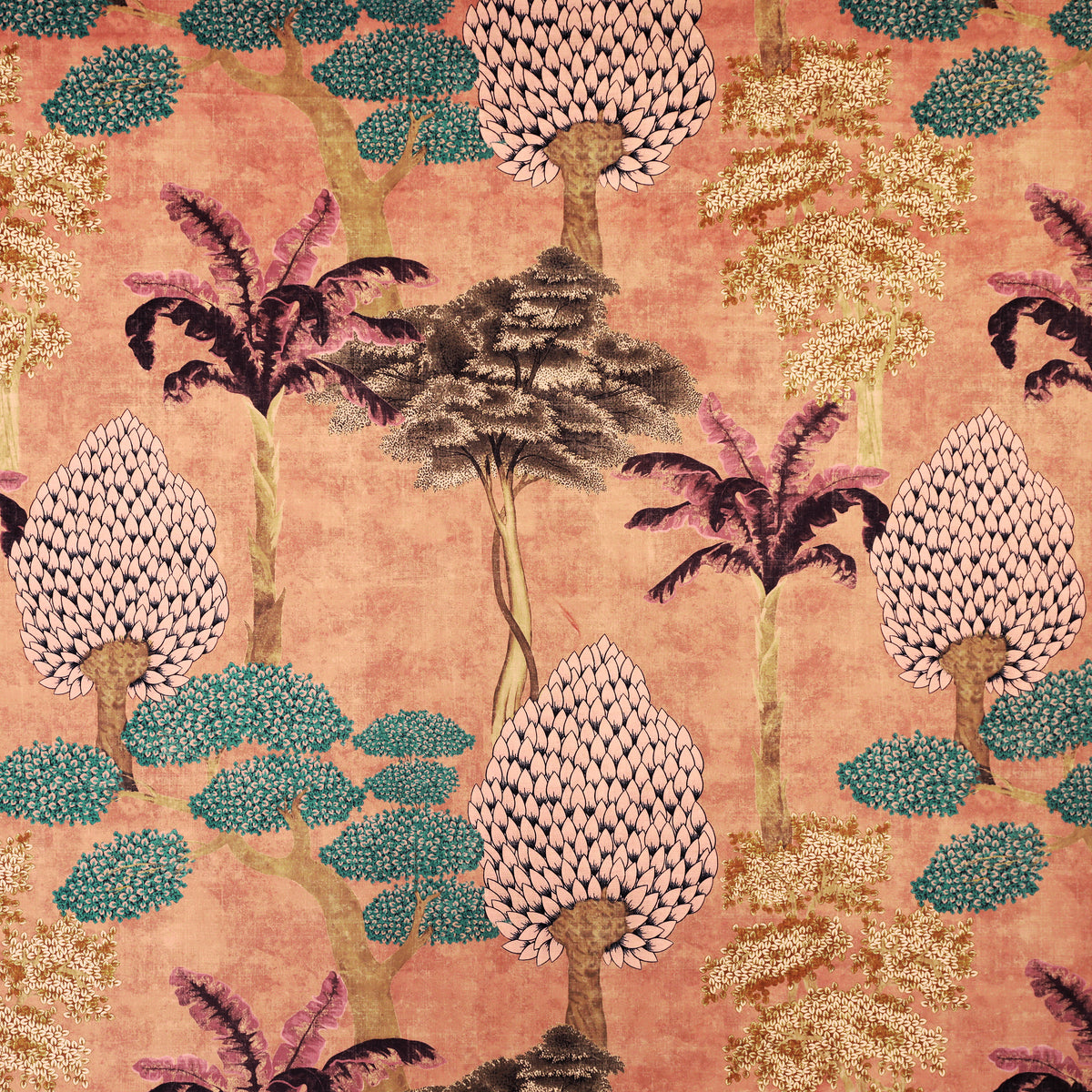 Linda Barker Cloud Tree Velvet Print Made to Measure Roman Blind Peach