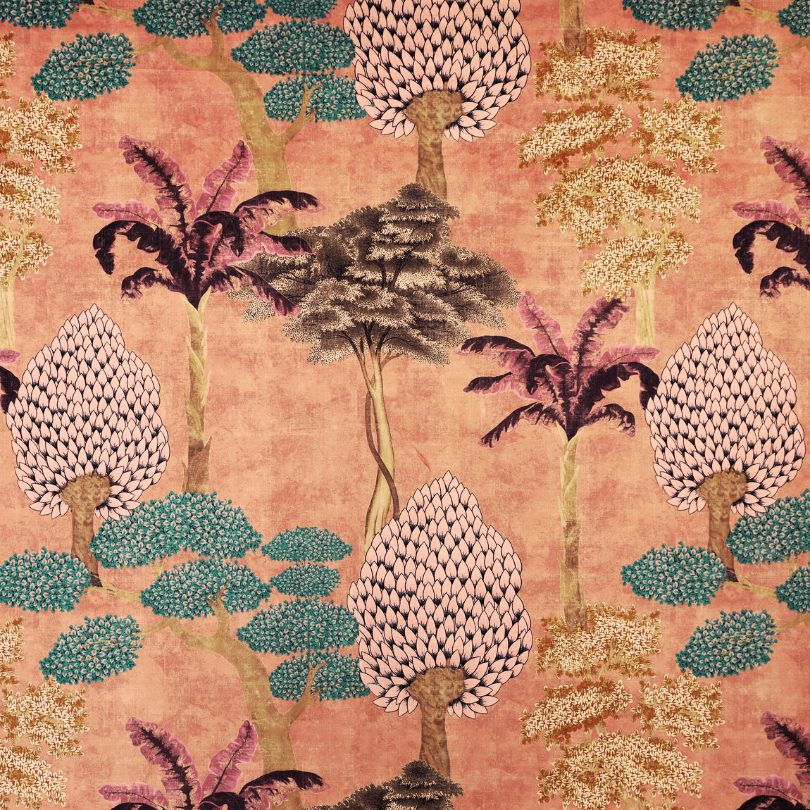 Linda Barker Cloud Tree Velvet Print Made to Measure Roman Blind Peach