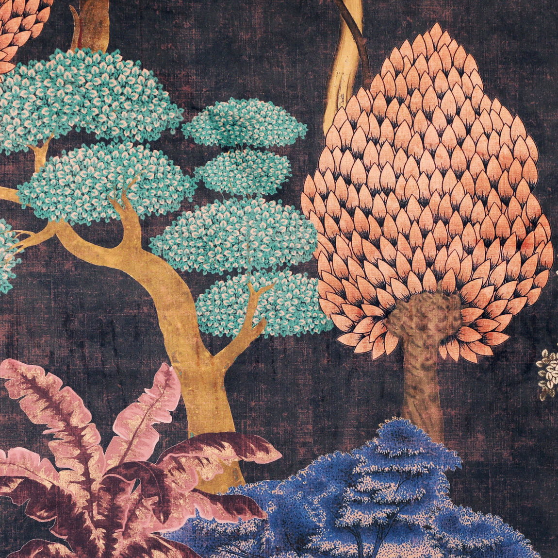 Linda Barker Cloud Tree Velvet Print Fabric Pewter