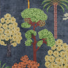 Linda Barker Bonsai Garden Velvet Print Fabric Blue
