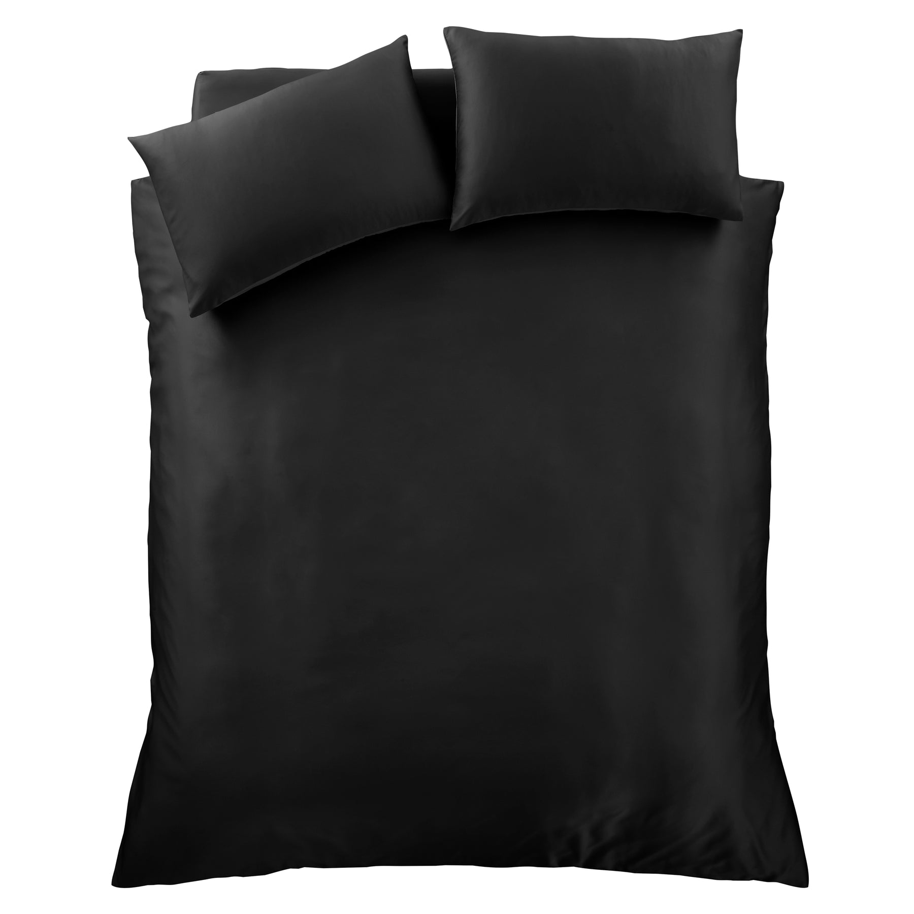 Catherine Lansfield Silky Soft Satin Duvet Cover Bedding Set Black