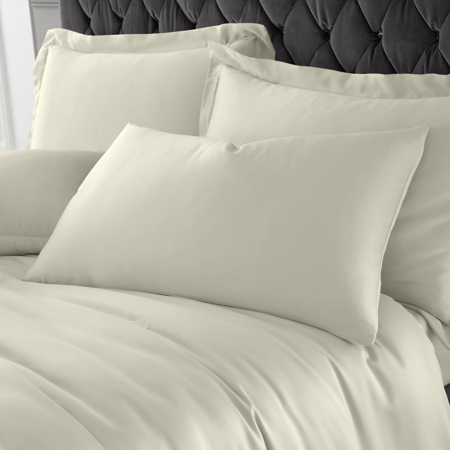 Catherine Lansfield Silky Soft Satin Duvet Cover Bedding Set Champagne