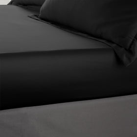 Catherine Lansfield Silky Soft Satin Bed Linen Fitted Sheet Black