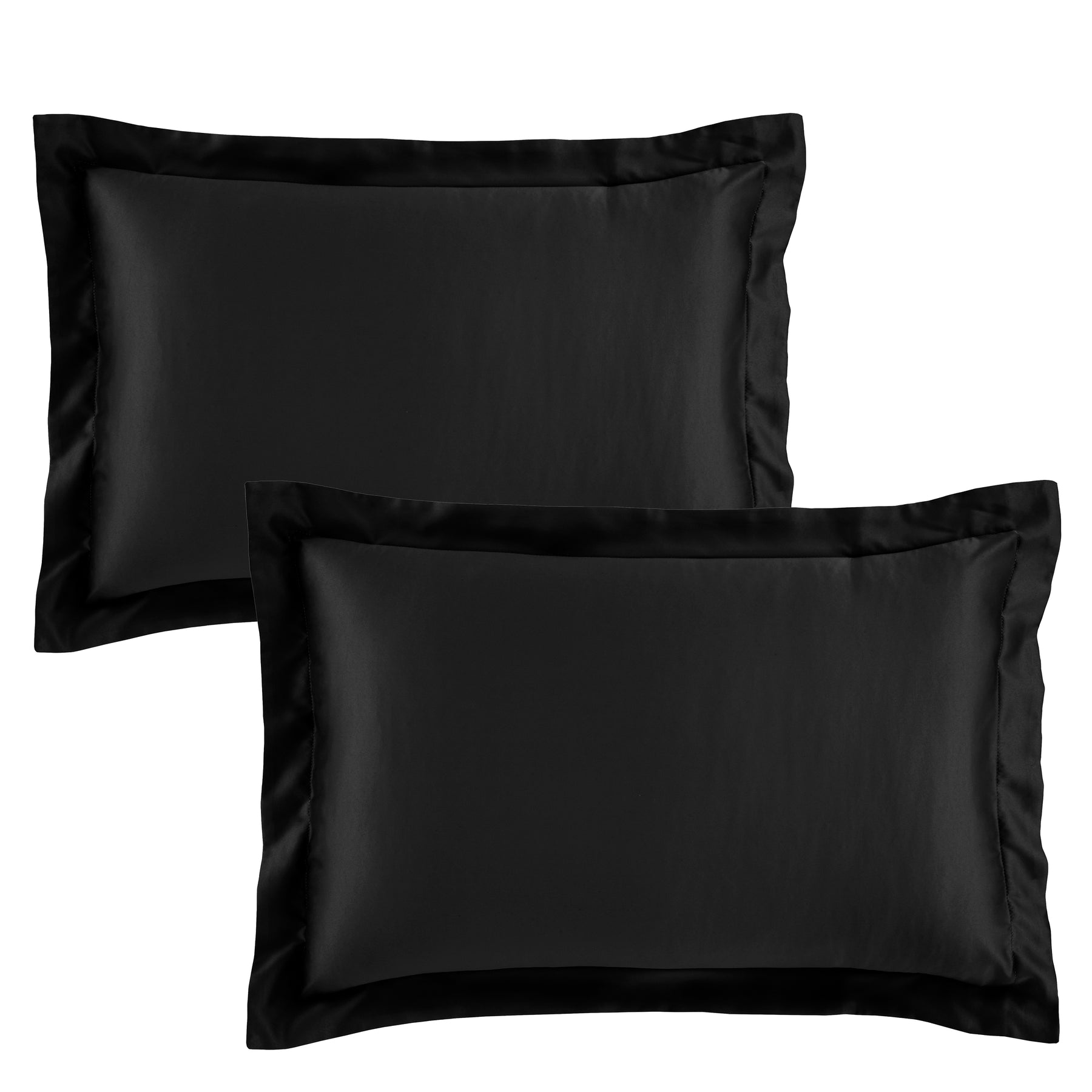 Catherine Lansfield Silky Soft Satin Pair of Oxford Pillowcases Black