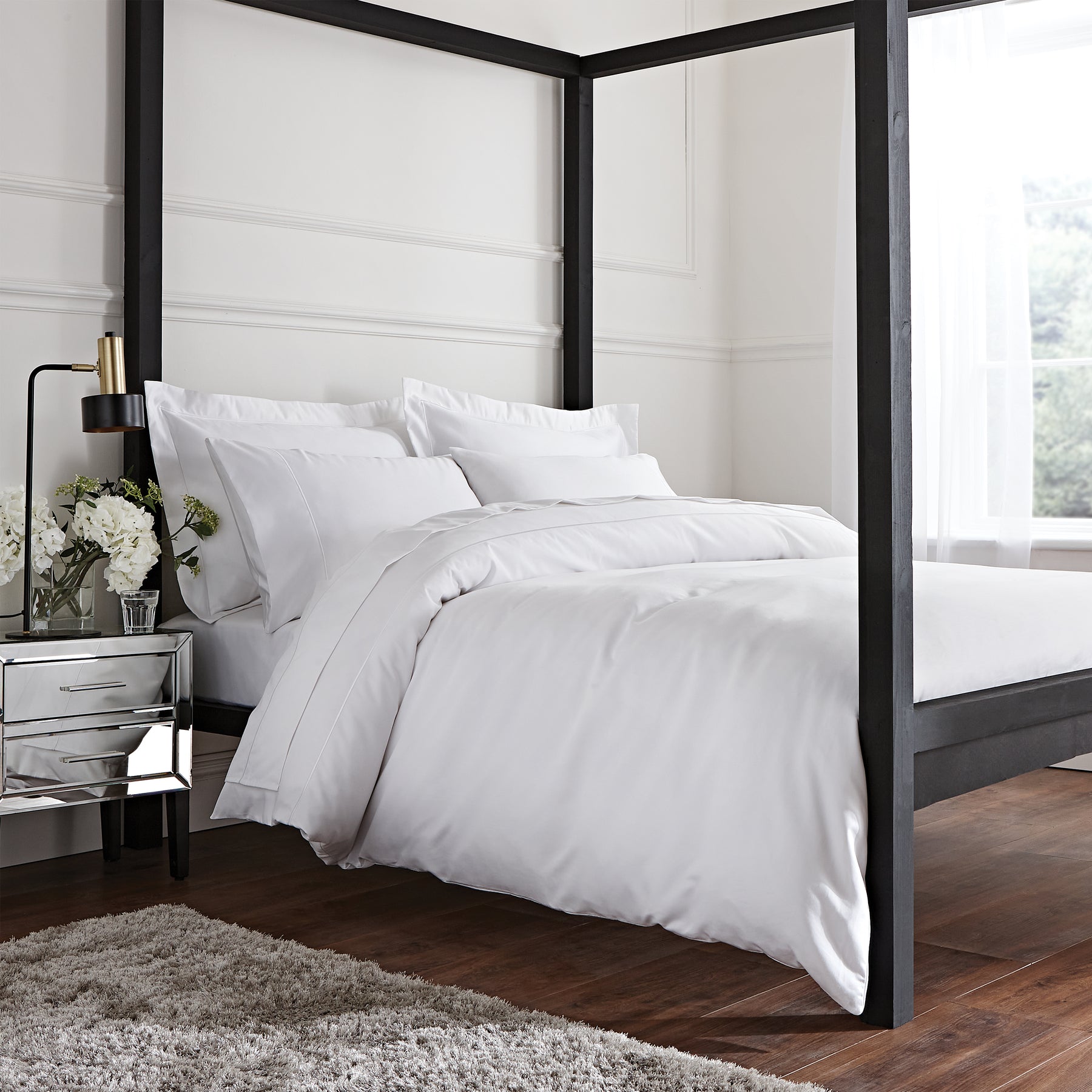 Bianca Luxury 800TC Cotton Sateen Duvet Cover Bedding Set White