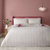 Catherine Lansfield Brushed Floral Stripe Duvet Cover Bedding Set Cream